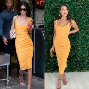 Bec + Bridge Karina Tuck Midi Dress In Orange